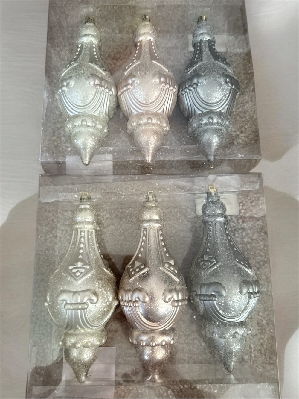 Elegant Silver and Pearl Holiday Ornament Set - Home Holiday